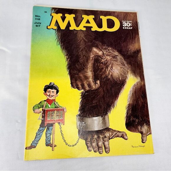 Mad Magazine Issue #112 July 1967 Organ Grinder King Kong Norman Mingo Cover art - Picture 1 of 7